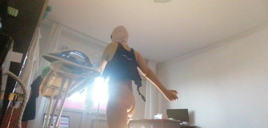 Mirsur: Amateur Wife Does Housework Naked. Brunette with Hairy Pussy, Big...