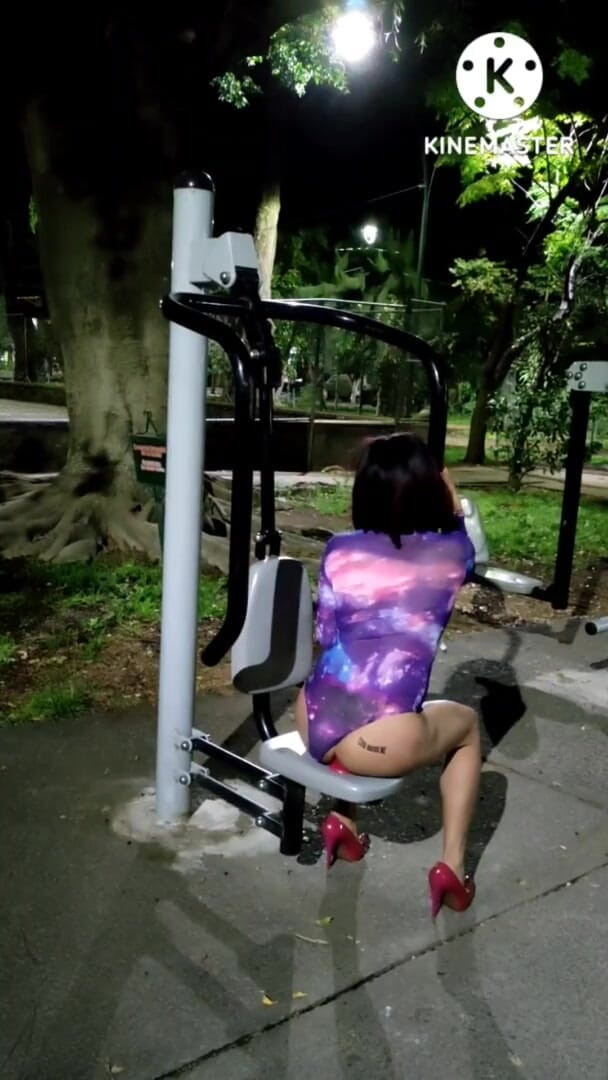 Traviezisha: Sissy Exercising (her Asshole) in a Public Park's Gym (with a Dildo)...