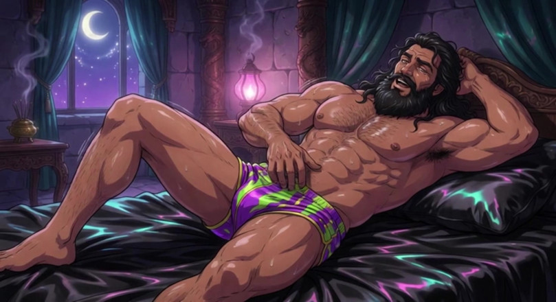 Erotic Man: Heiße muskulöse typen, seidenlaken-animation