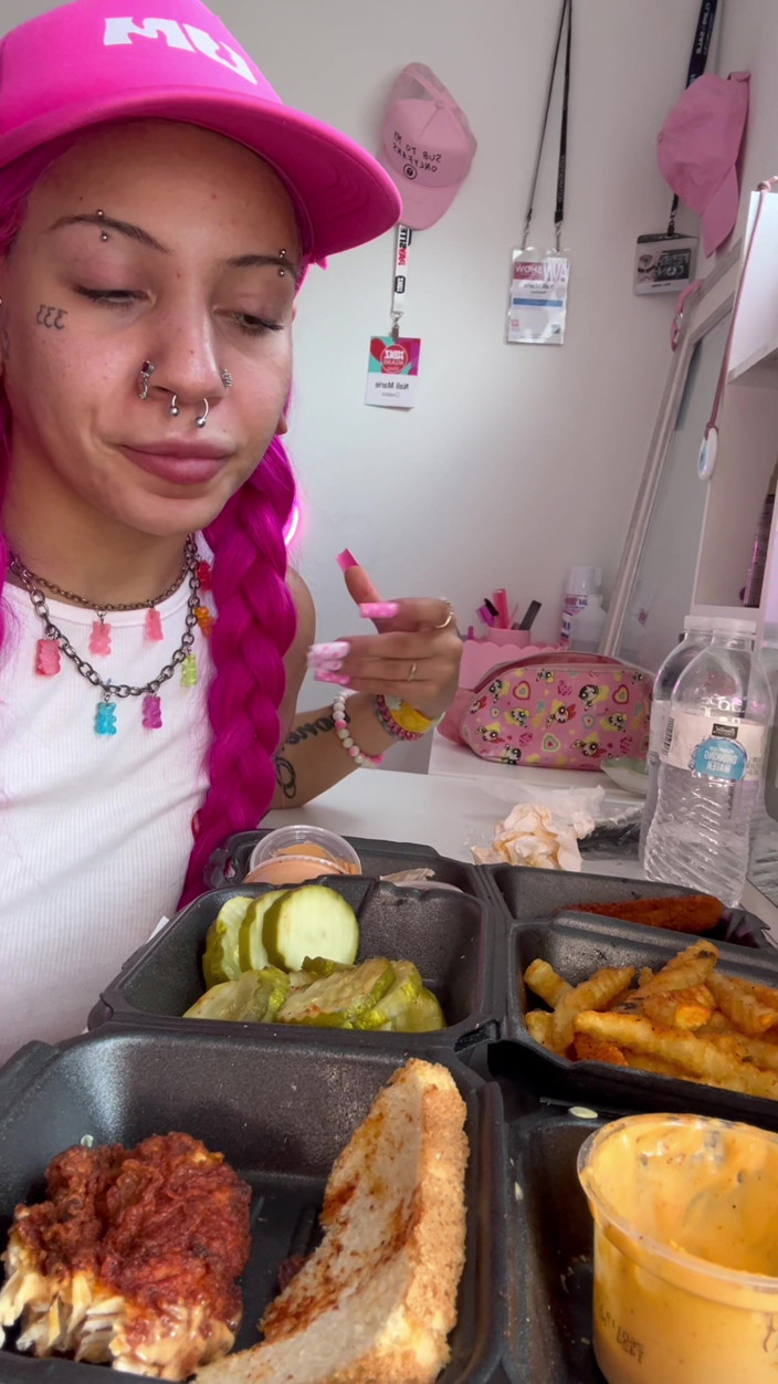 Nali Marie: Eating Mukbang Sploshing Huge Meal Overeating Chicken Cheese Facestuffing Girl...