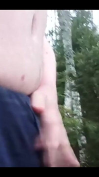 Superchub Sigma Pisses with Uncut Smegma Cock Outdoors.