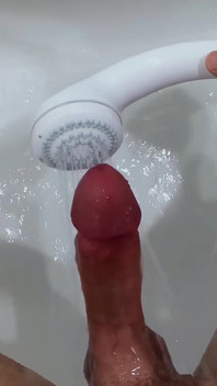 Shower Head Frenulum Orgasm and Cum