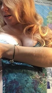 Pregnant Redhead with Big Milky Tits