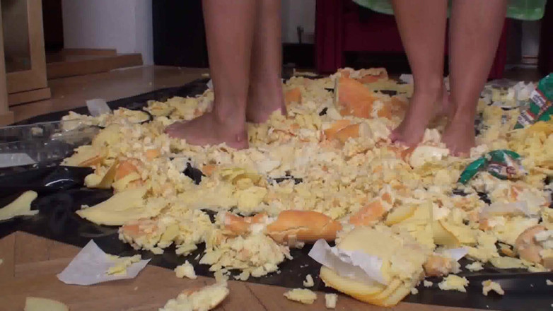 Foot Girls: Sluts Trampling Food in the Living Room