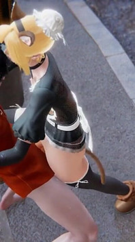 Yaoi - ein sexy Katzenmädchen Femboy wird in der Öffentlichkeit gefickt