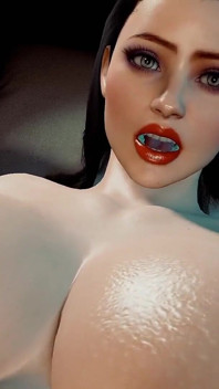 Curvy Brunette Take Huge Glass Dildo in Her Ass - 3D Porn