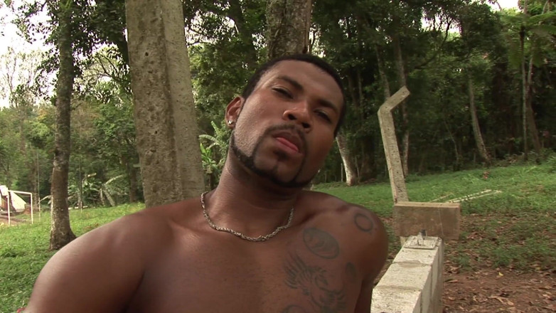 Male Dream: Clean cut muscle ebony dude masturbates outdoor