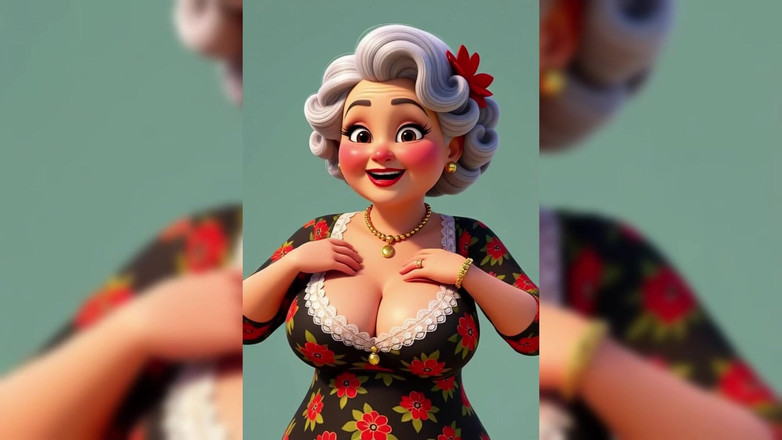 AI Porn: Topless avó animação