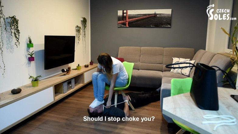 Czech Soles - foot fetish content: Tied up and made to smell Megan's socks - part 1