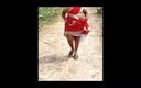Luxmi Wife: Sari rouge dans la nature - montre ses seins dans la...