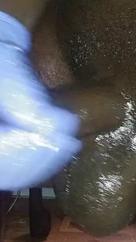 Stroking My BBC with Lubed Latex Glove