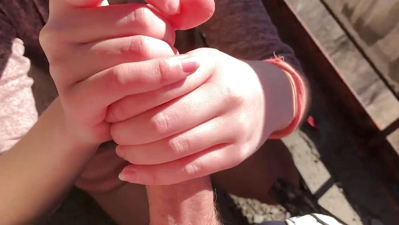 Chocolate cookies: Jerking off his cock on the balcony