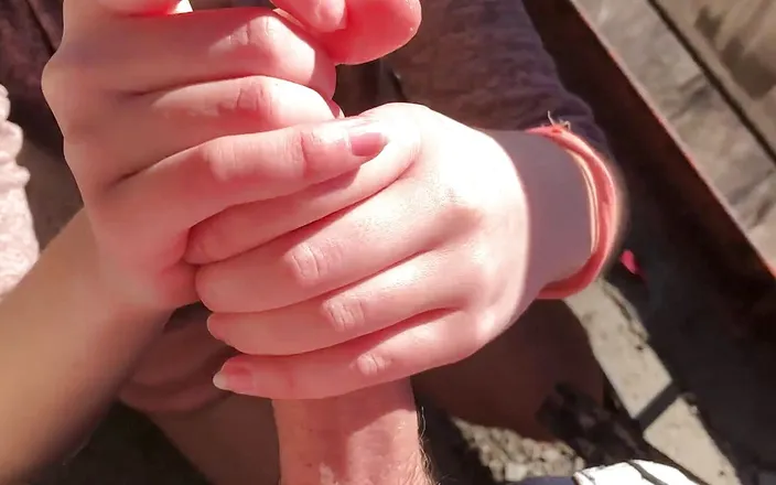 Chocolate cookies: Jerking off his cock on the balcony