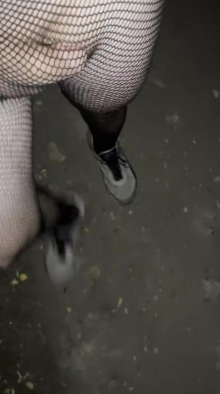 Apomit: Night walking in pantyhose close road teen boy flash no...