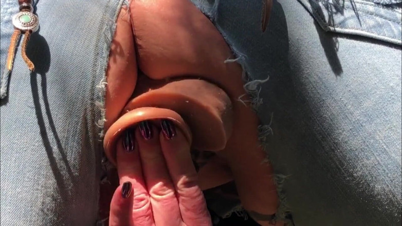 Dominatrix Frida: Outdoor play with her pierced and tattooed pussy