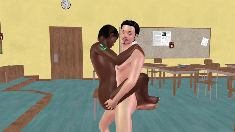 LustMen: Porno gay animato 3D - uomo bianco solleva uomo nero cazzo culo...