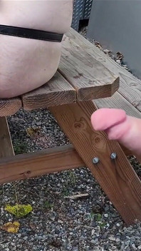Leather Stepdad and Boy on the Picnic Table