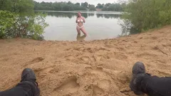 Outdoor Quickie at the Lake - Cum in My Face Please!