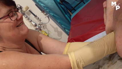 Marcus Pollack: Nurse Sandra fist fucks a subs ass with long withe...