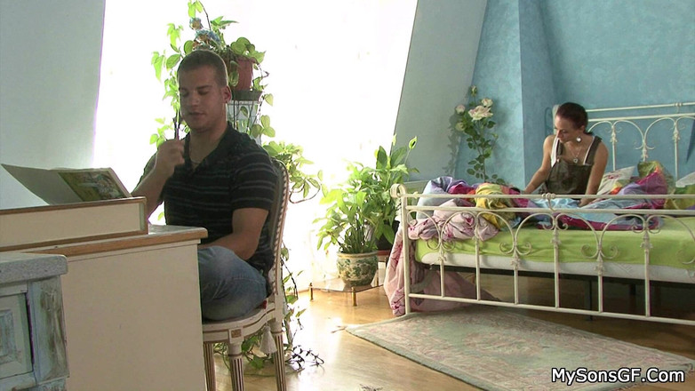 My Sons GF: Guy's Step-dad Pretends to Leave and Hides in Bathroom