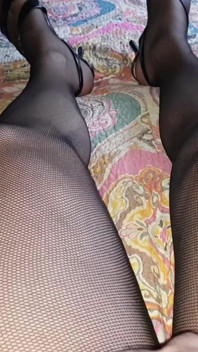 Dani_leg muncrat dengan stoking jala hitam seksi
