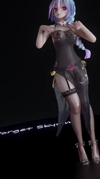 Miku - marionete erótica - tatuagens eróticas; Meias pretas; Cheongsam