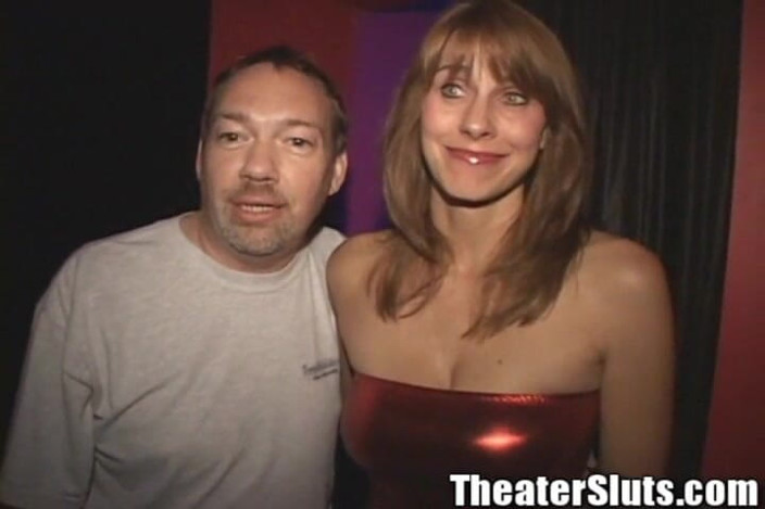 Theater Sluts: Horrid Fake Tits Slut Wife Karen Gangfuck in Porno Theater...