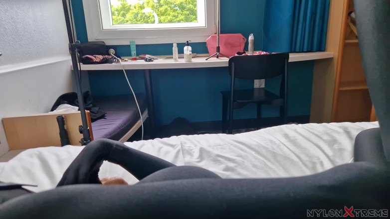 Nylon Xtreme: POV Nora Fox Full Black Zentai Mugger