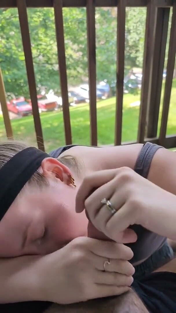 Snight69: Blonde Beauty Giving a Wet Blowjob on the Patio