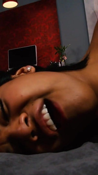 Dark Latina Emi Reyes Gets Her Smooth Twat Plowed and Pumped Full of Sperm