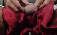 Satin Silk Handjob Porn - Dick Head Rub with Satin Silky Suit (26)
