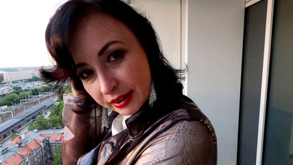 Wanilianna: Red, big dildo and seamed stockings
