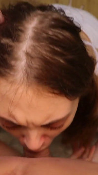 Hard Gagging Deep Blowjob to Wife While Cleaning
