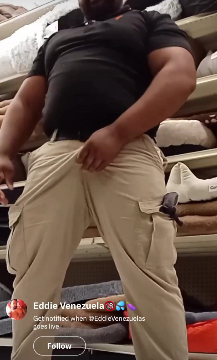Eddie Venezuela: Thick BBC Stepdaddy Goes Live While Jerking off in Store