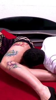 Tattooed Mature Blonde Having Sex with Her Well-endowed Boyfriend