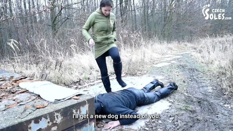 Czech Soles - foot fetish content: Walking the doggy in the cold - boots worship