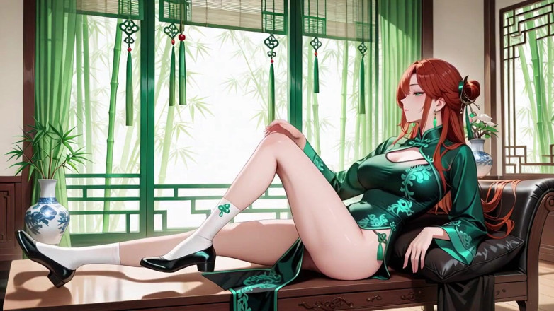 Tay Swift X: laal baal aur Emerald Qipao! poorvi aangan men aalsi pralobhan
