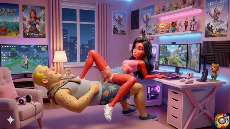Caitlynvx: Gamer Room sent på kvällen - Ai Hentai Asmr