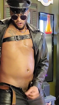 Kennie Jai Jerks off in Leather and Cums Huge for You!!