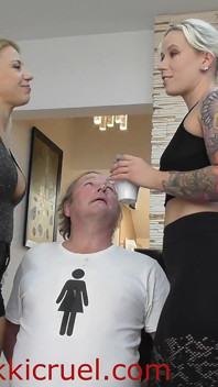 Wild Blonde MILF's Spitting in Their Slaves Mouth