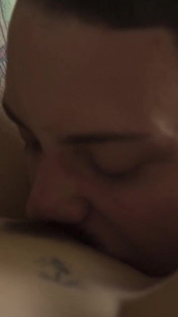 Hot tattooed teen gets spitroasted in threesome