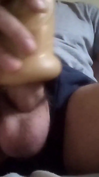 The Boy with the Black Glove Stretches His Penis with a Prosthesis, but Prefers a Rubber Pussy!
