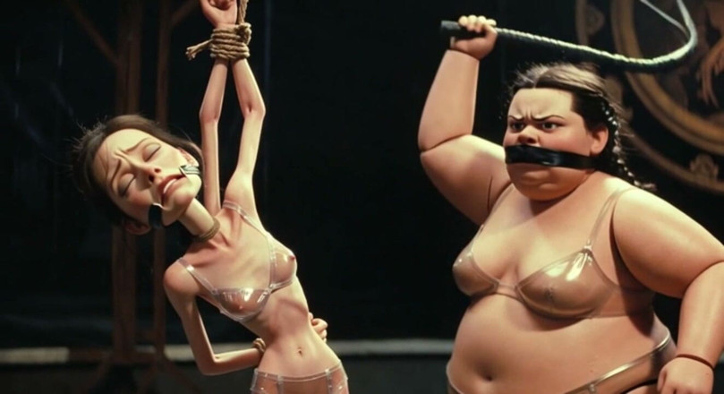 YOUR BEST FANTASY: Skinny Slave in Bondage Whipped by Fat SSBBW Mistress