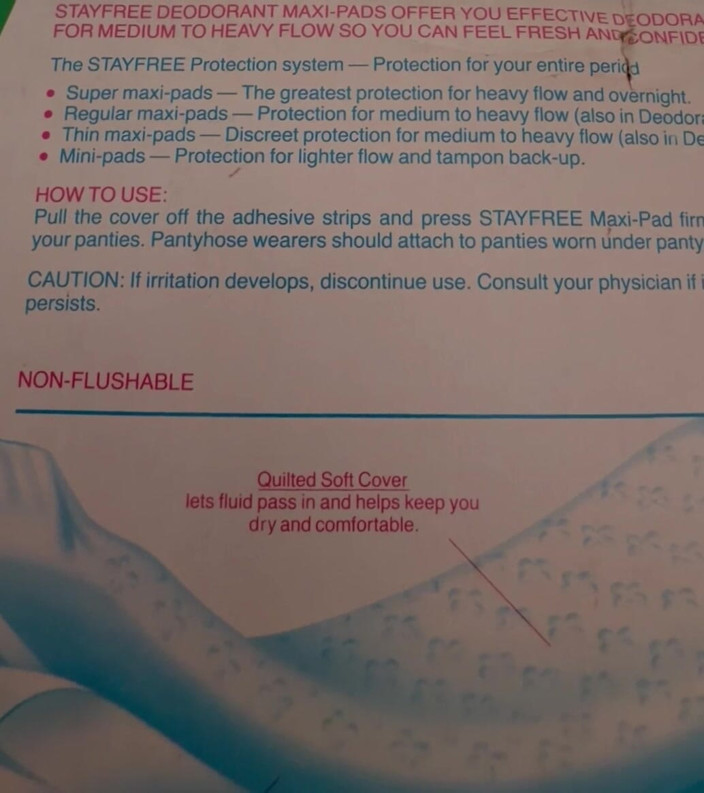Takepad: Вінтажний stayfree maxi pads cum