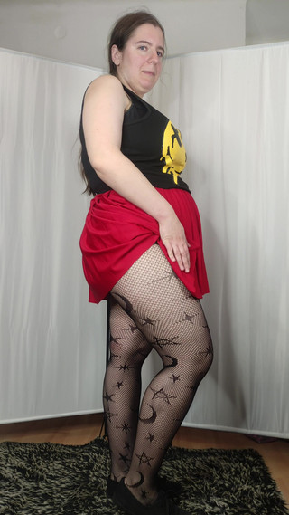 Lena Rose: [4k] Gemusterte strumpfhosen und roter Minirock Anprobieren