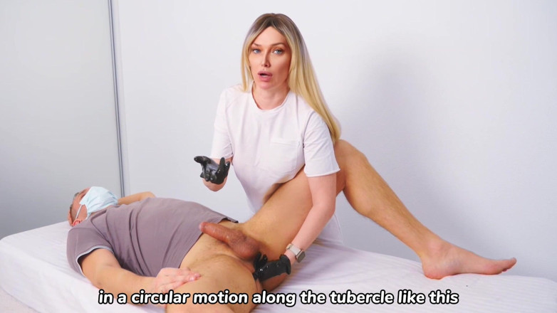 Nimfomanhub: Prostate Massage Masterclass: Gloved Blonde MILF Teaches Perfect Technique &amp; Handjob...