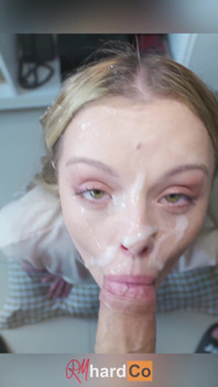Amateur Big Facial - Emptying His Cum Filled Balls All Over My Face - Rmhardco