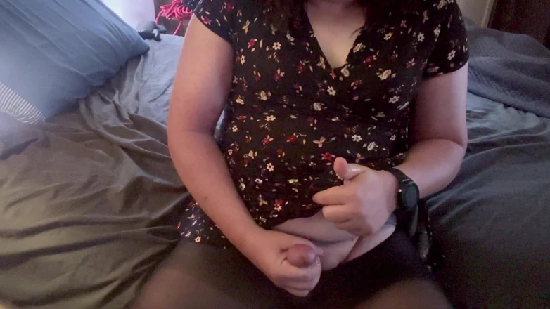 Lauren Ashland: Trans Girl in a Short Dress and Pantyhose Masturbating
