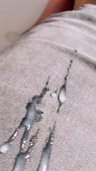 Latino Man Masturbates and Ejaculates on His Black Jeans