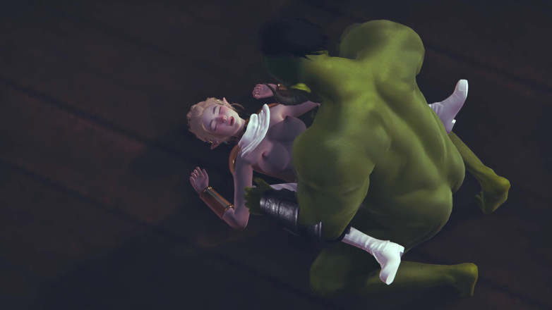 Waifu club 3D: Orc cumshot på en söt älva